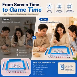 Portable Chinese Mahjong Set for Family Game Nights – 144-Piece Mini Travel Tile Game for Parties & Gifts