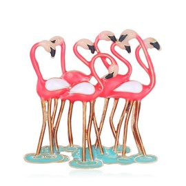 LLYANZ Broche de aleación de metal esmaltado rosa flamenco y pin para la amistad de las mujeres