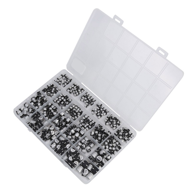 400Pcs SMD Electrolytic Capacitor 24 Values Aluminium 1uF‑1000uF Accessory Set