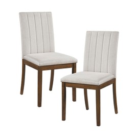 Lexicon Kitchen & Dining Room Chairs, Dining Chairs Set of 2, Fabric Upholstered Dining Chairs, Rubberwood Armless Dining Chairs, Modern Dining Chair, Easy Assembly, Chestnut/Beige