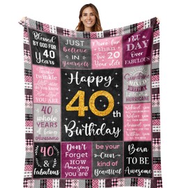 Amonee-YL 40th Birthday Gifts Women, 40th Birthday Blanket 50"X60", 40 Year Old Birthday Gifts for Women, 40th Birthday Decorations for Women, Best Gifts for 40 Year Old Women, 40th Birthday Gifts