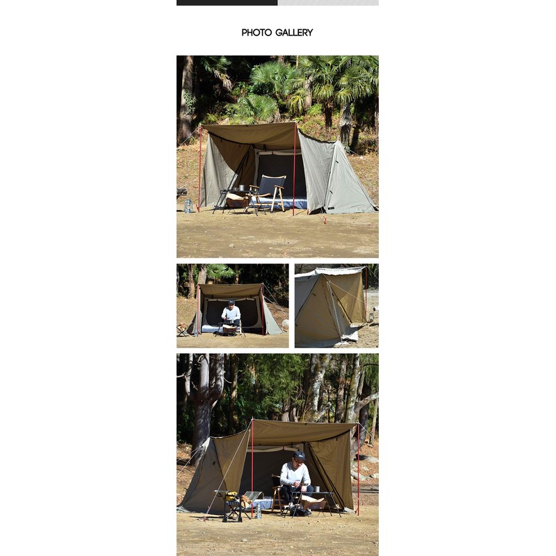 FIELDOOR パップテント320/450 新仕様用専用 サイドシート 左右2枚セット 【T/C カーキ】 ポリコットン ペグ2本付き 風よけ