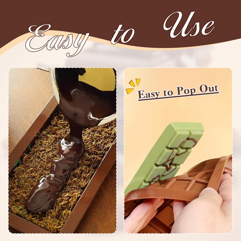 Chocolate Bar Mold 2 Pack, Non-Stick Deep Dubai Chocolate Bar