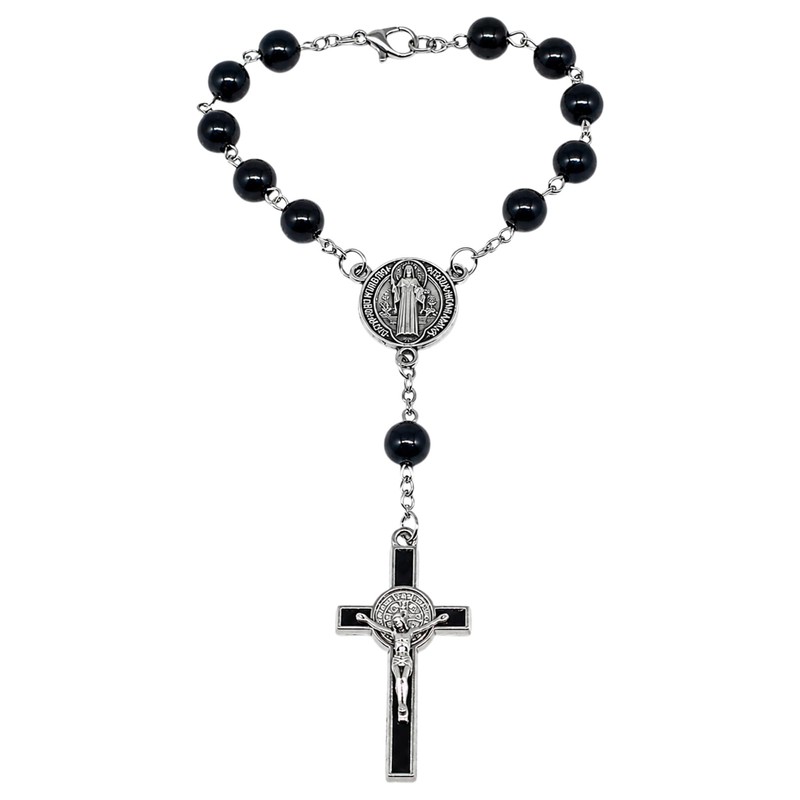 Steering Wheel Rosary Charm, Black Classic Icon Symbolic Disc Pendant,