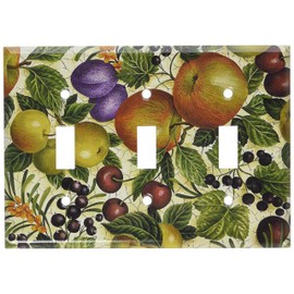 Art Plates - Crackle Fruit Switch Plate - Triple Toggle