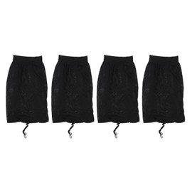4pcs Hair Net Plopping Hat Drawstring Adjust Strap Washable Reusable Net Plopping Cap for Drying Curly Hair Black