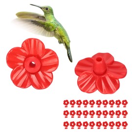 Replacement Birds Feeding Port Flowers, 30 Sets Hummingbird Bird Feeder Flower Accessories for Hummingbird Feeder Hanging Feeder (Red)