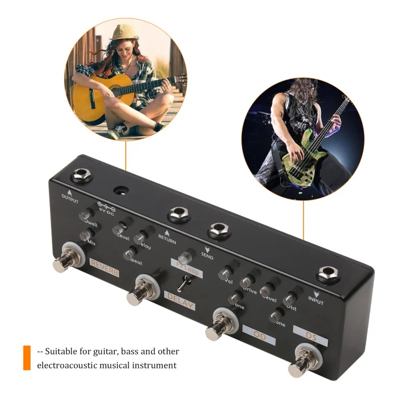 Pedal De Efecto Multi Efeitos Overdrive Distorsión Fx Loop