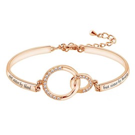 LSxAB Not Sister By Blood But Sister By Heart Cuff Bangle Rose Gold Bracelet for Best Friend BFF Friendship Bracelets