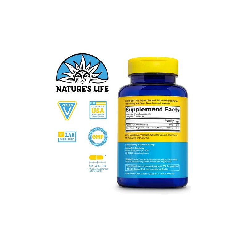 Natures Life Renewing Magnesium 500 Mg Citrato Óxido B-6