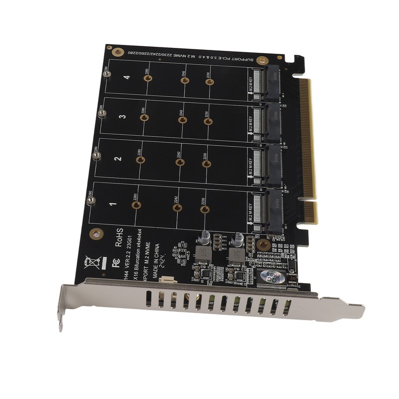 Adapter Card 4 Port M.2 NVMe SSD to PCIE X16