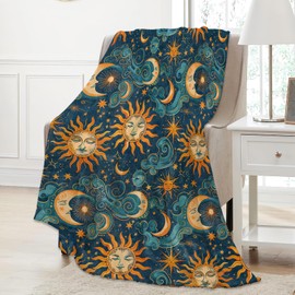 Aonimonis - Manta celestial de sol y lunas, regalos para mujeres, manta de franela suave y cálida para recámara, viajes, sofá, decoración del hogar, 50 x 60 pulgadas