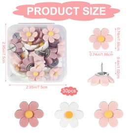 Cute Push Pins,Bulletin Board Pins,Bulletin Board Decorations,Flower Push Pins,Thumb Tacks for Cork Board,Photos Wall Maps and Other Offices Schools Supplies Decoration