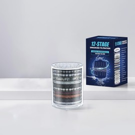 Shower Head Filter, 15-Stage Filtration System, Removes Chlorine & Heavy Metals, Softens Water for Smoother Skin & Hair, Universal Fit for All Shower Types (White) (LX-GLQ-001, Filter, GLQ001)