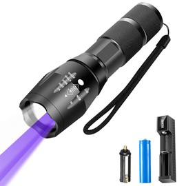 MOYAC Linterna LED Luz UV y Blanco 2 en 1, Linterna Led Recargable para Exteriores, Linterna Impermeable de Grado Vital para Ciclismo al Aire Libre, Montañismo, Camping, Viajes