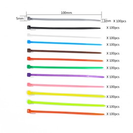 1200 Pieces Coloured Cable Ties, 3mmx100mm Zip Ties, Self-Locking Nylon Cable Zip Ties Wraps for Home, Office, Garden, Garage, Workshop, 12 Different Colour
