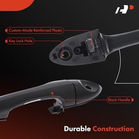 A-Premium Manija de Puerta Exterior Delantera del Lado del Conductor o Pasajero con Ojo de Cerradura Compatible con Ford Focus 2000-2007 y Mazda Tribute 2001-2006, Negro Liso, Reemplazo # 2T2Z-7822404
