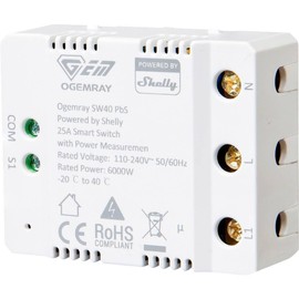 Shelly Ogemray smarter Relaisschalter 25 A Schalt-Messaktor Bluetooth, Wi-Fi