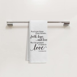 Christian Inspirational Kitchen Towels Dish Towels Hand Towels Bath Towels,And Now These Three Remain Bible Verse Towels For Kitchen Bathroom,Christian Gifts For Corinthian Women Teens Girls Mom Men