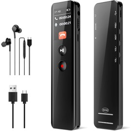 64GB Digital Voice Recorder, Voice Activation, One-Touch Recording 3072 Kbps Voice Recorder with Playback, Noise Cancelling Audio Recording Device for Meeting/Lecture/Interviews/Classes