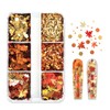 6 Grid Fall Maple Leaf Glitter Sequins Nail Accessories Thanksgiving