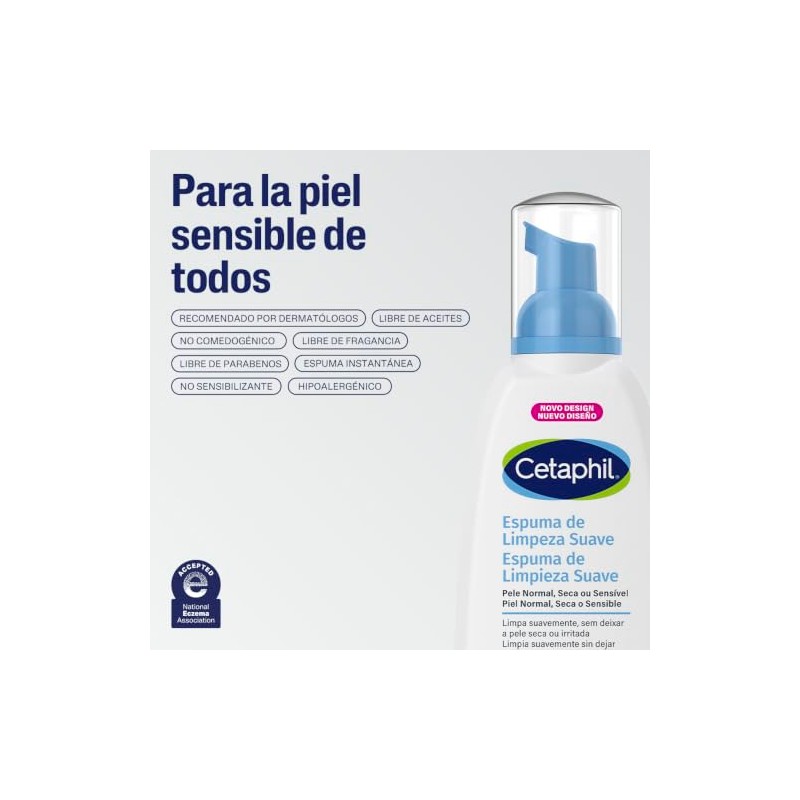 Cetaphil Espuma de Limpieza Facial Suave Glicerina Piel Sensible 236
