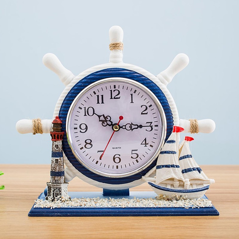 GRIRIW 1Pc Nautical Style Silent Clock Artistic Sailboat Design for