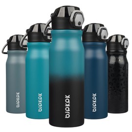 BJPKPK Water Bottle with Straw 25oz Insulated Water Bottles Reusable Stainless Steel Metal Thermal Flask with Leak Proof Lockable Lid and Carry Handle,Indigo Black