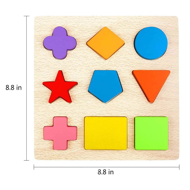 Wooden Shape Puzzles 9 Pieces Kids Wooden Block Matching Game