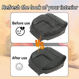 HECASA Black Driver Side Seat Bottom Cover Compatible with 2004-2008 Ford F150 Lariat XLT Super Crew Cab Single Cab Regular Cab FX4 Left Synthetic Leather