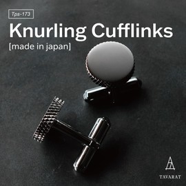 [TAVARAT] Cuff links mens Cufflinks for Men Knurling Black Silver Tps-173-bk（black silver）