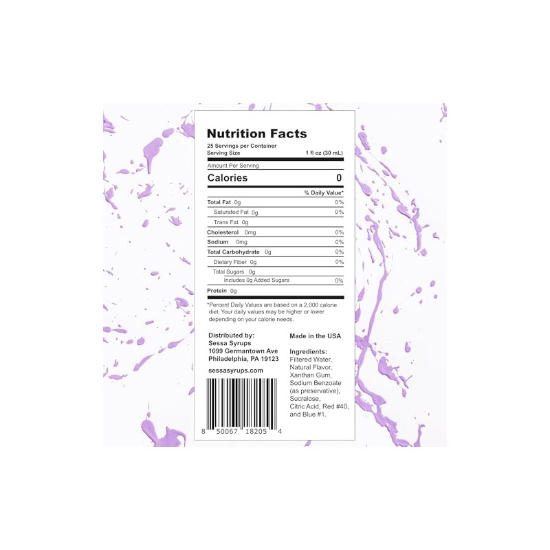 Sessa Syrups Sugar Free Lavender Syrup - 25.4 Fl Oz