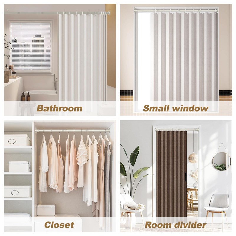 Brushed Nickel Shower Curtain Rods - 31-80 Inch Spring Tension