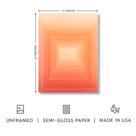 HAUS AND HUES Colorful Abstract Wall Art - Minimalist Retro Picture for Living Room Decor, Red and Pink Modern Wall Art Painting (Pink Geometric 2, Unframed, 12x16)