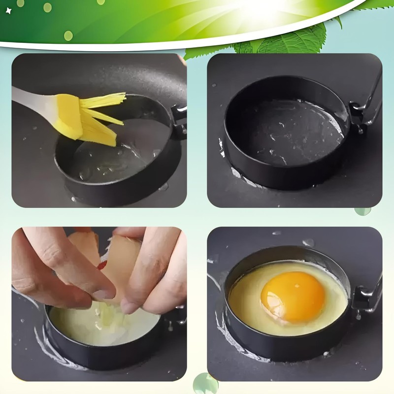 4 Pcs Nonstick Egg Ring Mold, Silicone Handle Round Mold