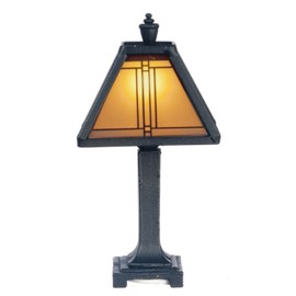Dollhouse Miniature Craftsman Tiffany Lamp in Dark Bronze