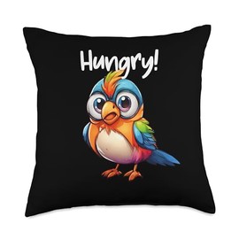 Hungry Bird Feeder for Bird Lovers Wild Life Nature Throw Pillow