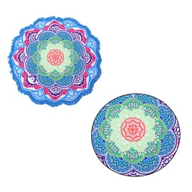 STOBAZA Luxury Round Beach Towel Tassels Yoga Mat Polyester Blanket Decorative Shawl Design for Beach Home Outdoor (4 Pieces)