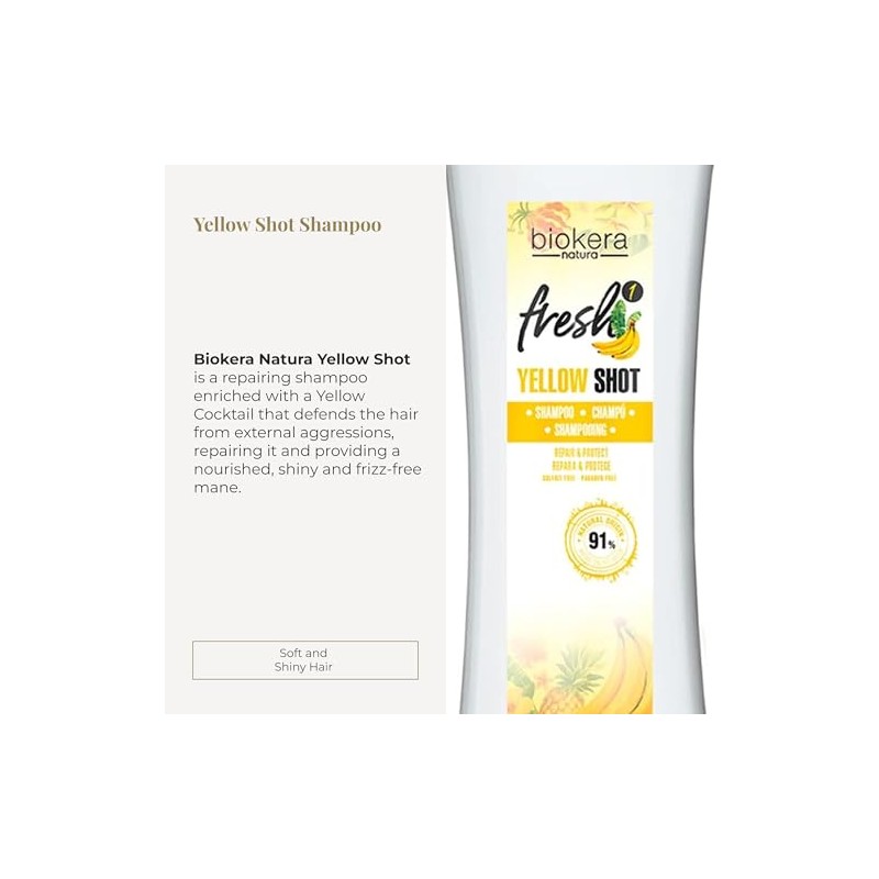 Salerm Biokera Natural Fresh Yellow Shot Shampoo, 10.14 Ounce/300 ml