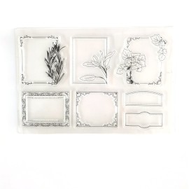 NZJ Memo Frame Message Board Gird Form Background Clear Stamps for Card Making Scrapbooking Crafting DIY Decorations, Background Transparent Silicone Seal Stamps for Embossing Album Crafts (3)