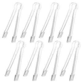 8 Pcs Mini Tongs, Plastic Serving Tong, Clear Plastic Serving Candy Ice Salad Appetizers Tongs, Disposable Kitchen Cooking Food Utensils for Buffet, Barbecue, Party, Wedding, Catering ​(6.3 in/16 cm)
