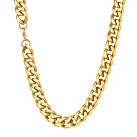 U7 Mens, Women Gold Chains 18 Inch Stainless Steel Rapper Cuban Chain Necklace