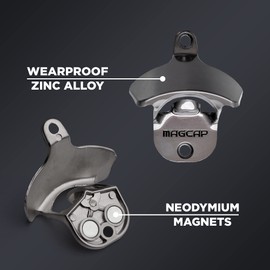 Magnetic Wall Mounted Bottle Opener MAGCAP (2, Gunmetal Black)