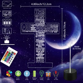 Jesus Cross 3D Night Light, Christ Optical Illusion Lights, 16 Colours Change with Remote Control, Cross Night Light, Desk Lamps, Room Home Decor, Christmas, Birthday, Easter Gifts