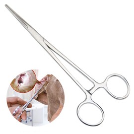 1 artery clamp, tick removal, hemostatic tweezers in straight design for pets, stainless steel tweezers, dog cat pet scissors, ear hair clip, fishing scissors tool