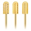 Telooco 3Pcs Gold Safety Nail Drill Bits Round Head Barrel