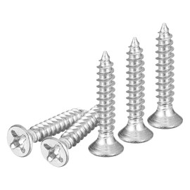 DTGN 100Pcs M3x18mm Flat Head Wood Screws, 304 Stainless Steel Phillips Self Tapping Screws - Good for Woodworking, Furniture - Silver