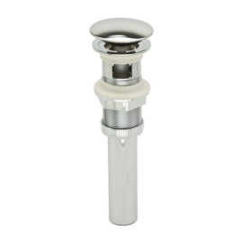 PF WaterWorks DecoDRAIN Push Pop-Up Sink Drain Plated ABS Body with Overflow - Umbrella Cap (Dia 2.5"); Chrome; PF0712-CH