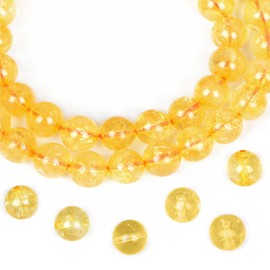 AD Beads Smooth Natural Gemstone Round Loose Beads 15" 4mm 6mm 8mm 10mm (10mm, Citrine Crystal)