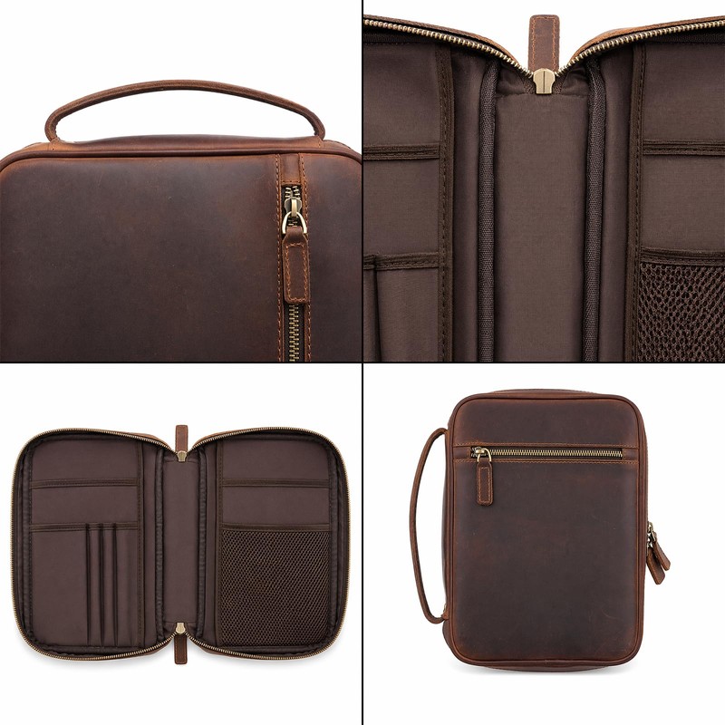WSJSKMWQ Large Genuine Leather Bible Cover, Vintage Bible Bag for